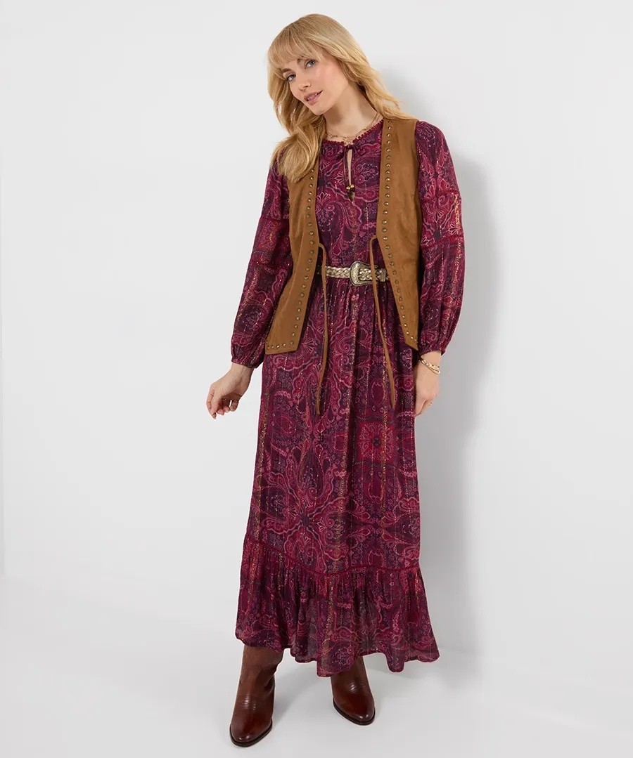 Joe Browns Boho Faux Suede Studded Waistcoat – Tan