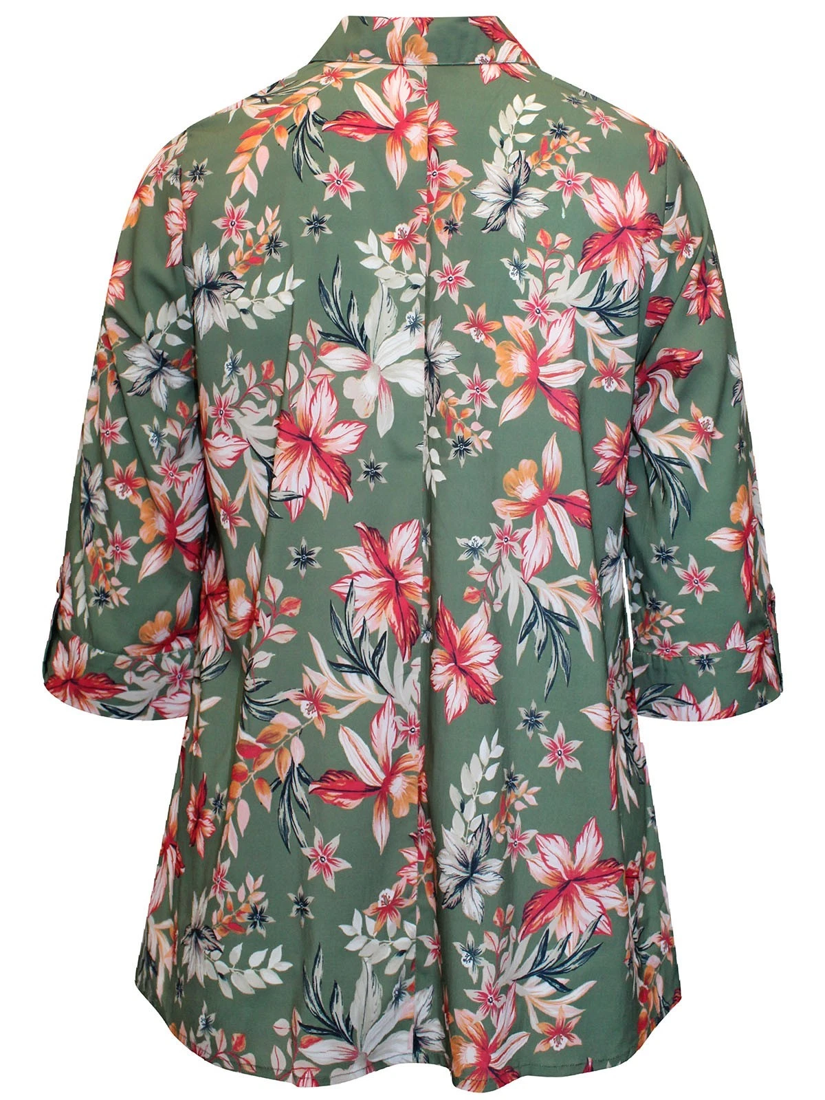 Catherines Olive Green Floral Stretch Blouse Plus Size