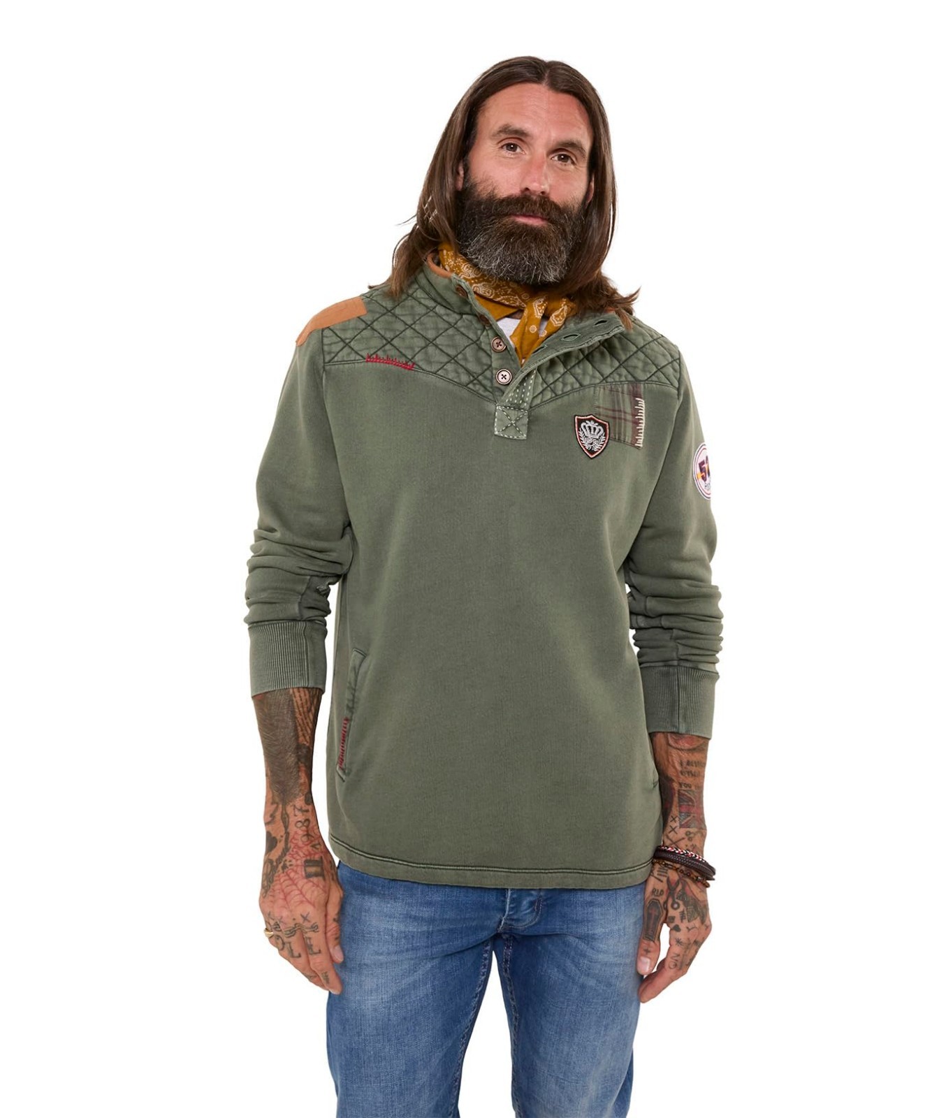 Joe Browns Men’s Badged and Customised Funnel Top – Khaki