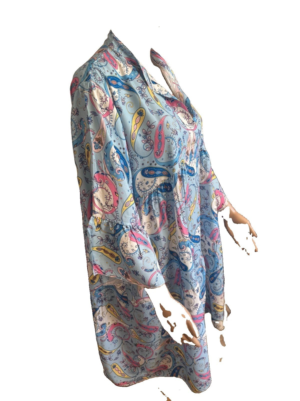 Italian Paisley Print Smock Dress – Sky Blue