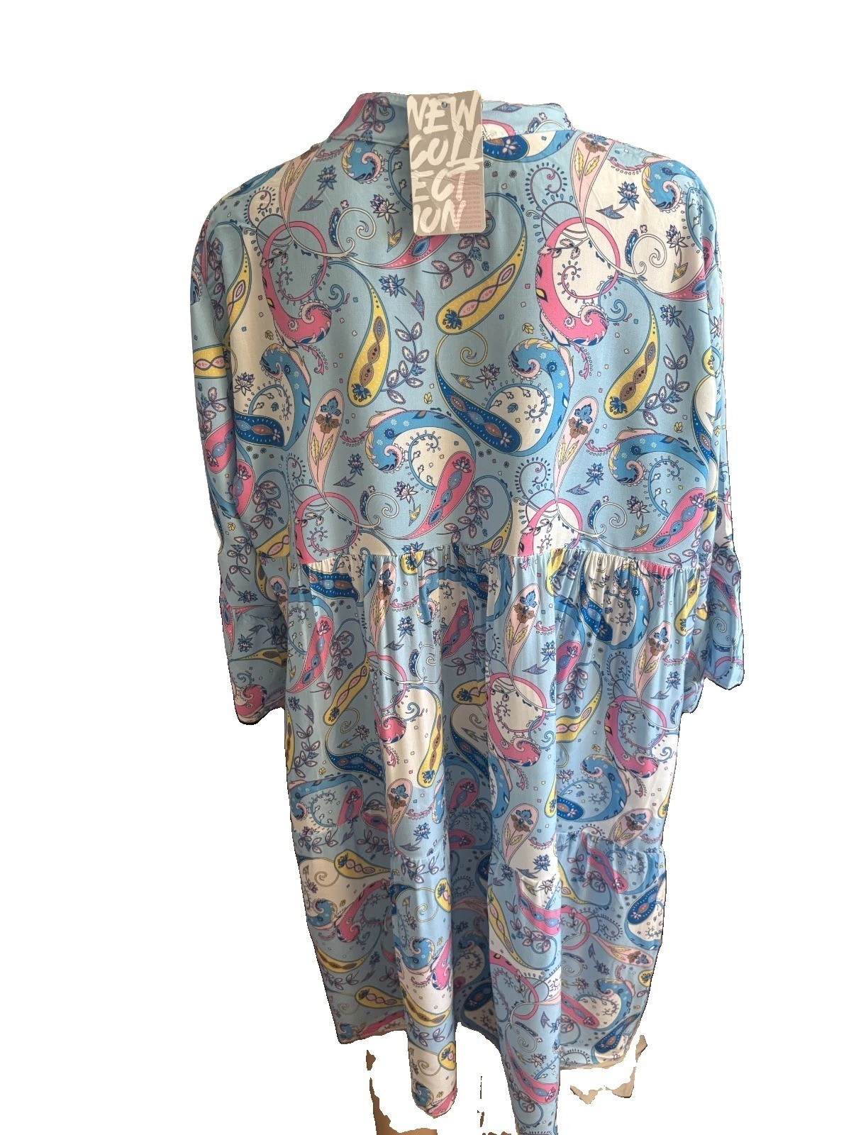 Italian Paisley Print Smock Dress – Sky Blue