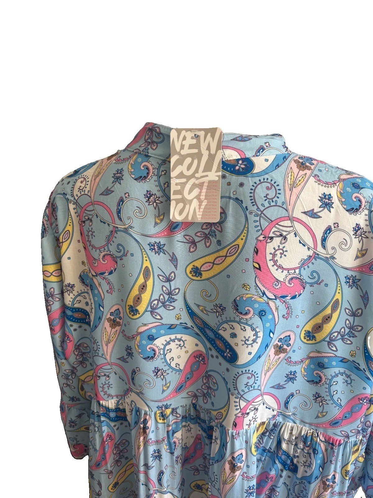 Italian Paisley Print Smock Dress – Sky Blue
