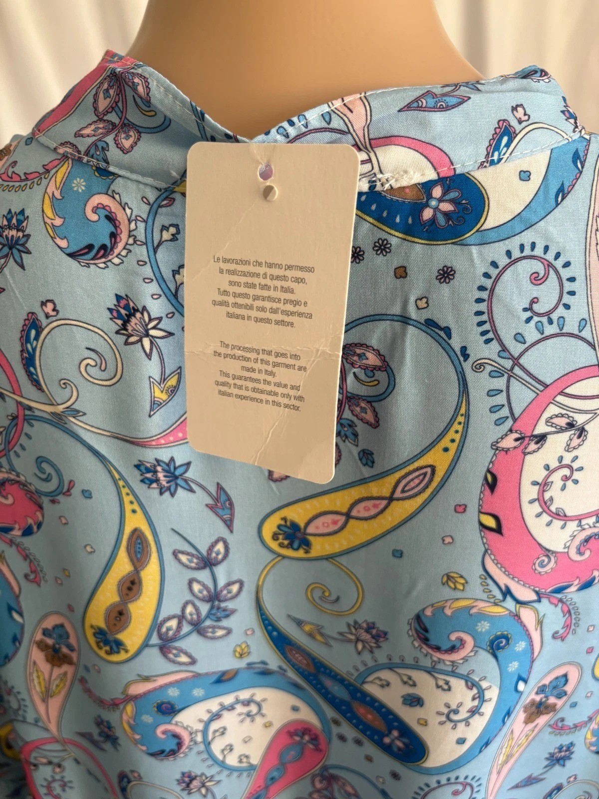 Italian Paisley Print Smock Dress – Sky Blue