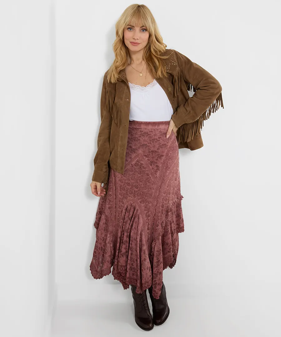 Joe Browns Boutique Premium Lace Maxi Skirt – Dusty Pink