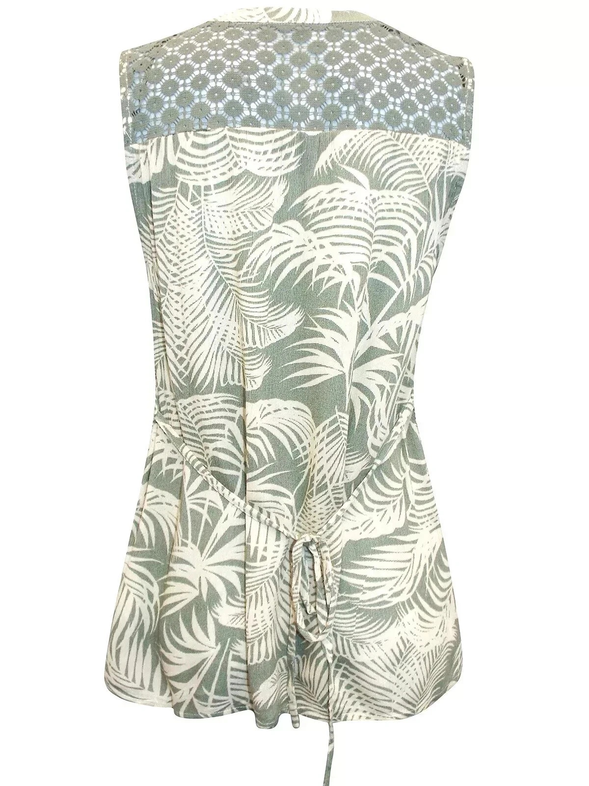 Women’s Khaki Sage Leaf Lace Sleeveless Tunic Top