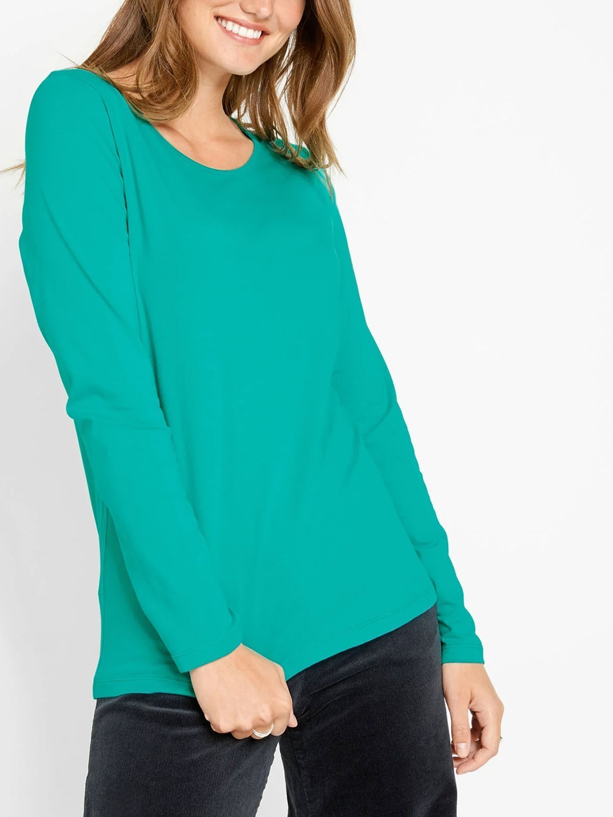 BPC Long Sleeve Cotton Jersey Top – Emerald Green