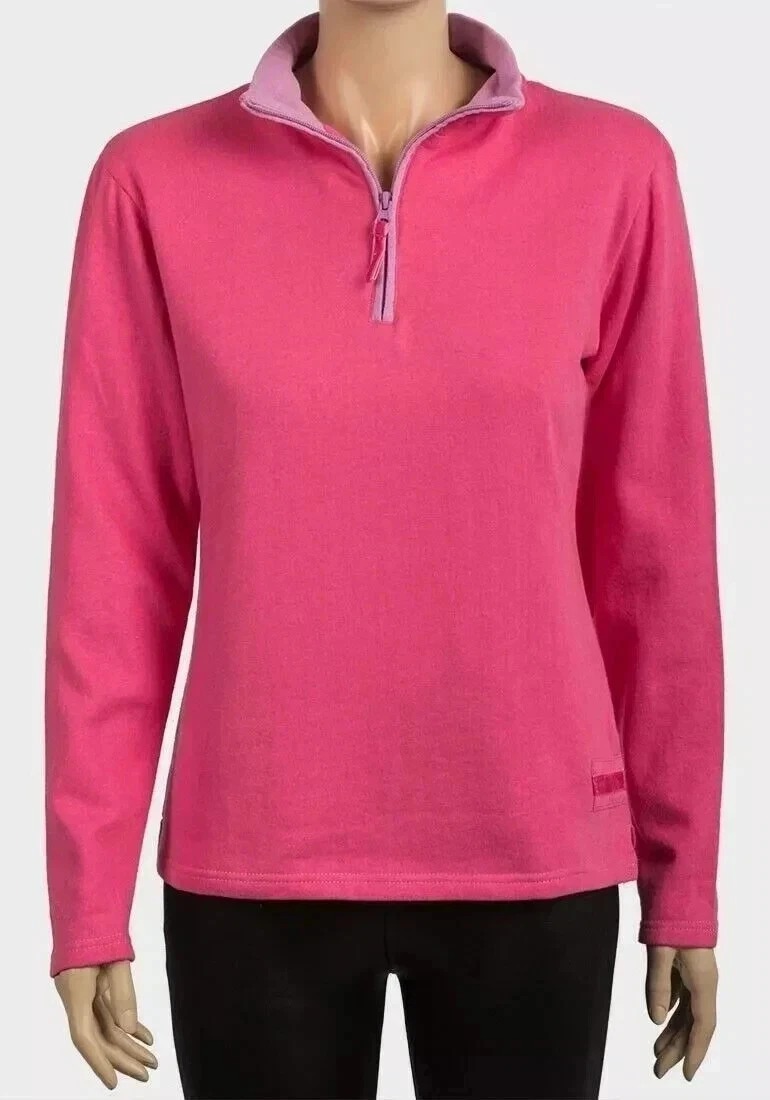 Women’s Pink Cotton Quarter Zip Sweatshirt