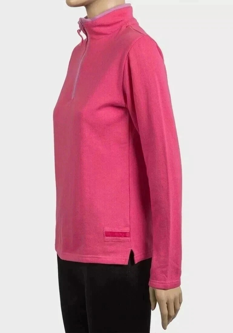 Women’s Pink Cotton Quarter Zip Sweatshirt