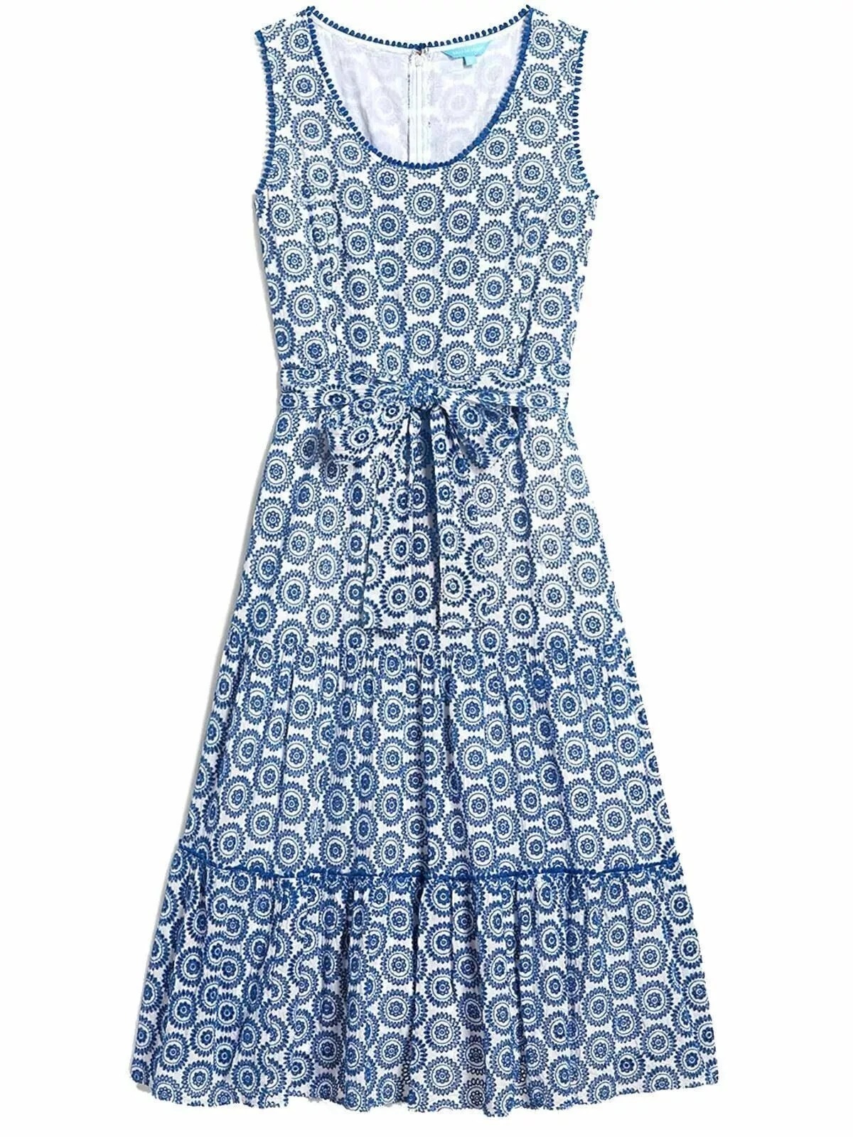 Draper James Medallion Print Tiered Midi Dress – Blue