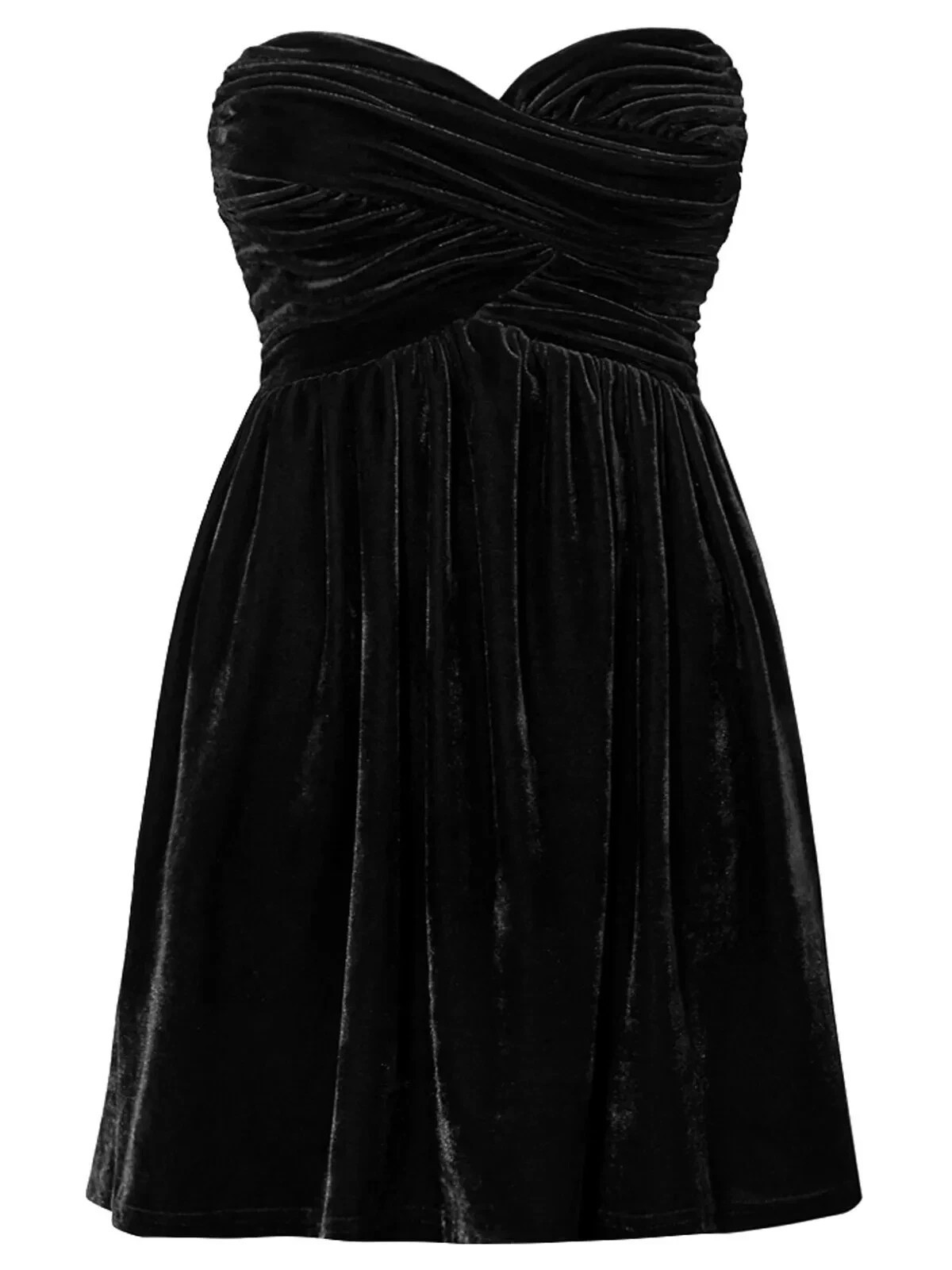 Model Behaviour Black Velvet Bardot Skater Dress