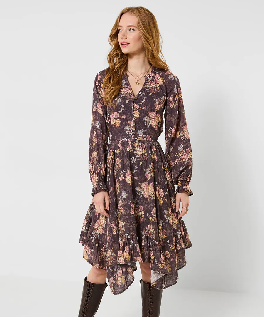 Joe Browns Antique Florals Dippy Hem Midi Dress