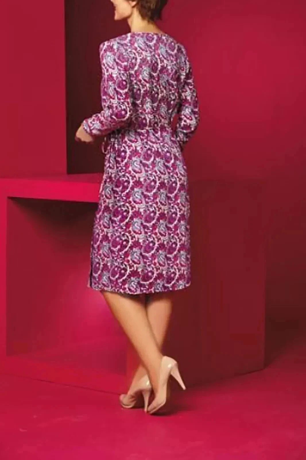 Lily Ella Paisley Mock Wrap Dress – Purple