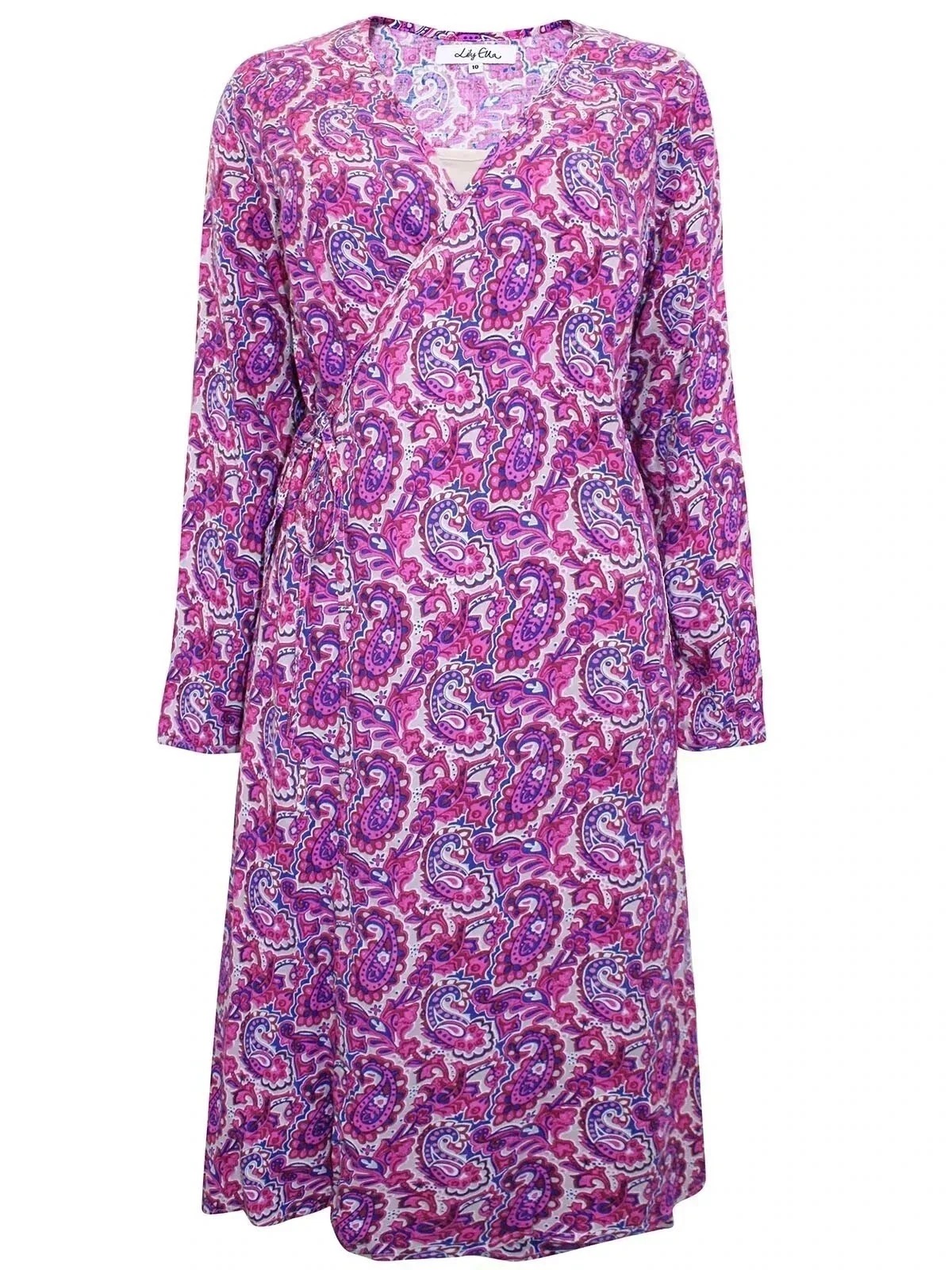 Lily Ella Paisley Mock Wrap Dress – Purple