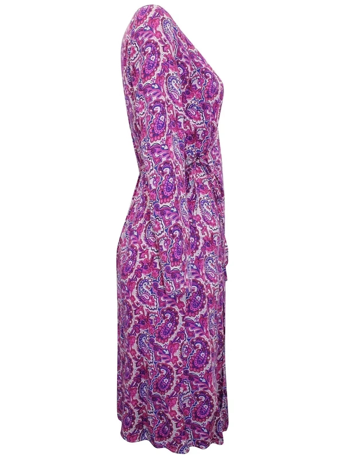 Lily Ella Paisley Mock Wrap Dress – Purple