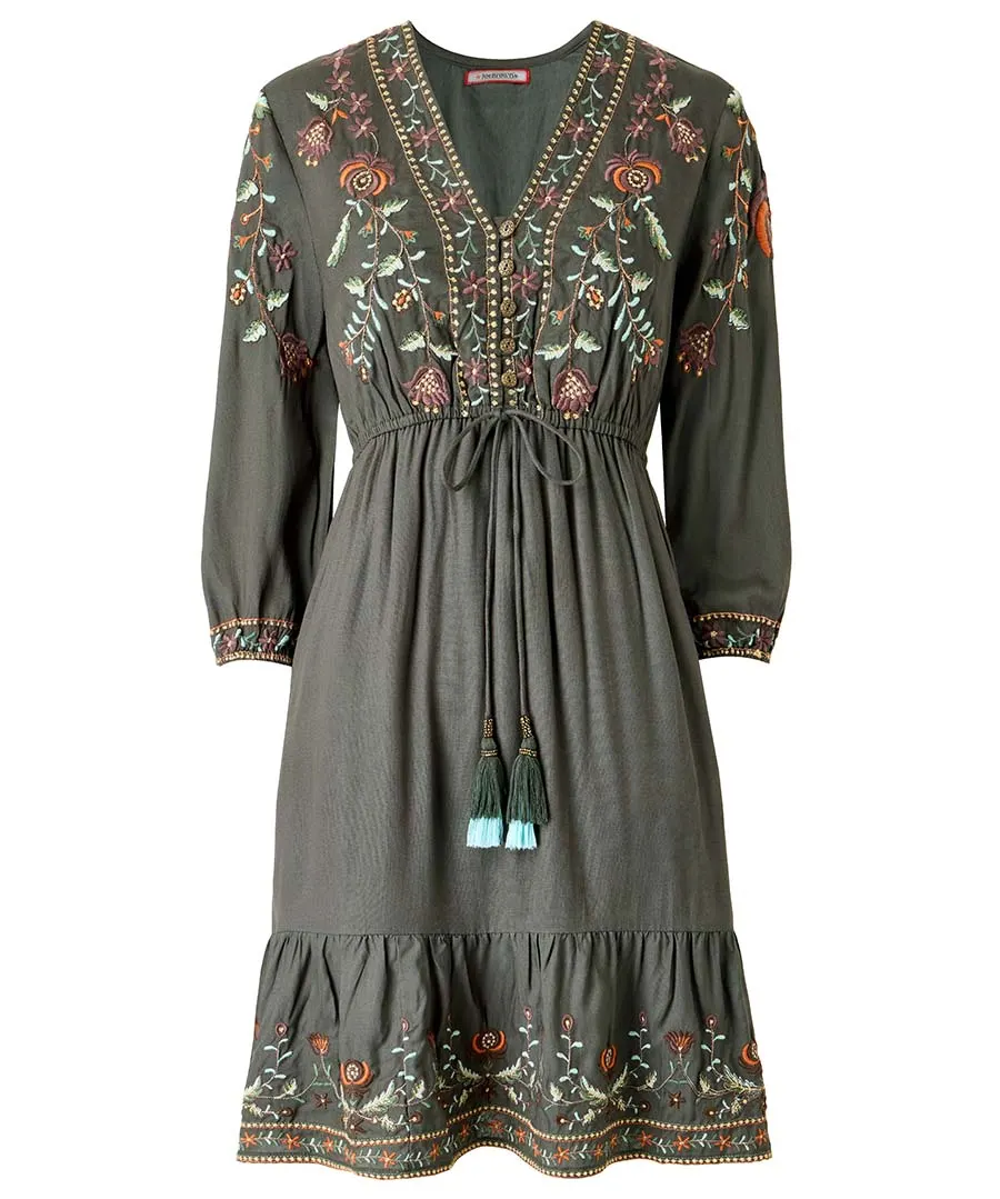 Joe Browns Elegant Embroidered Mini Dress – Green