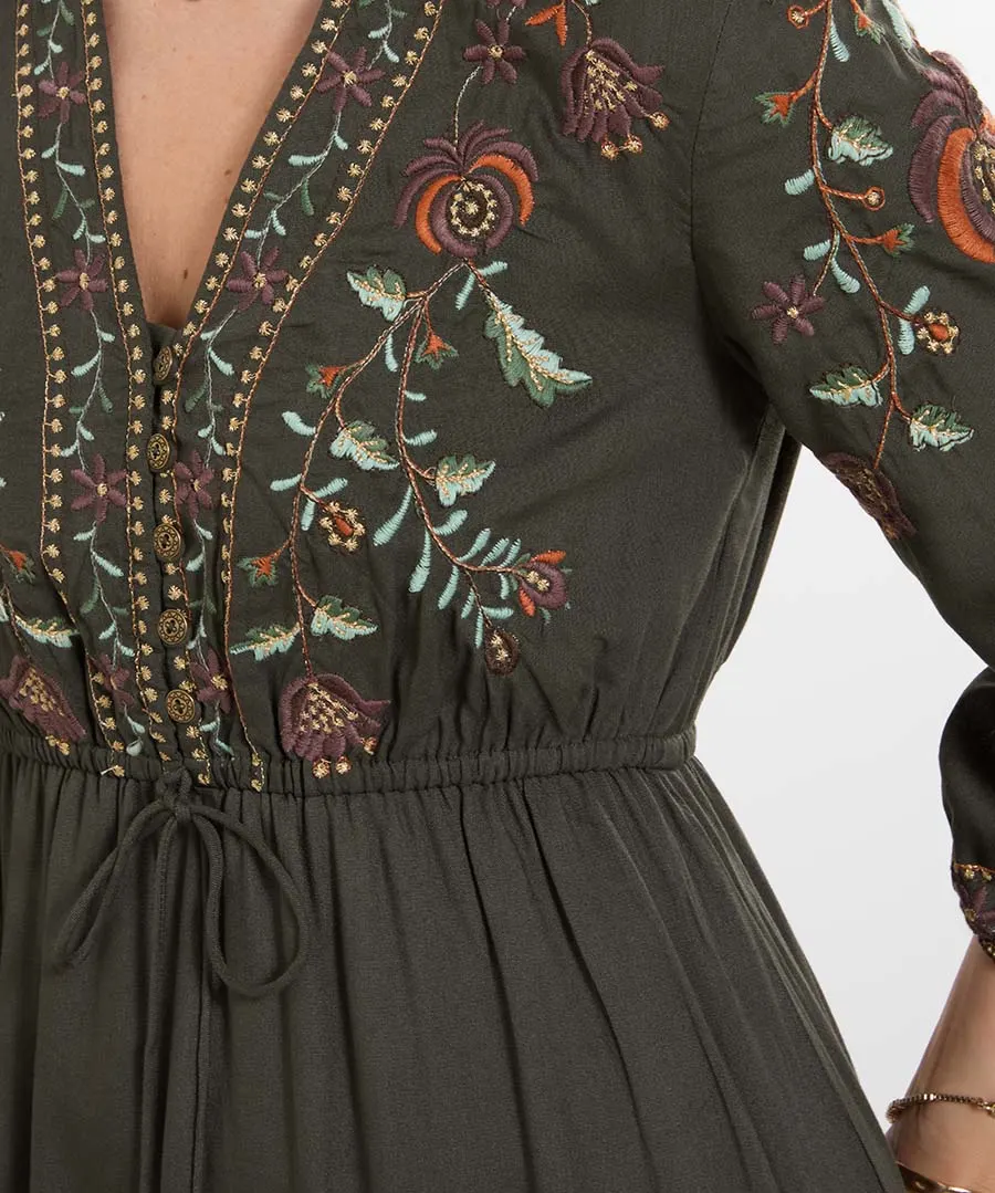 Joe Browns Elegant Embroidered Mini Dress – Green