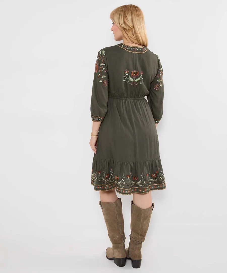 Joe Browns Elegant Embroidered Mini Dress – Green