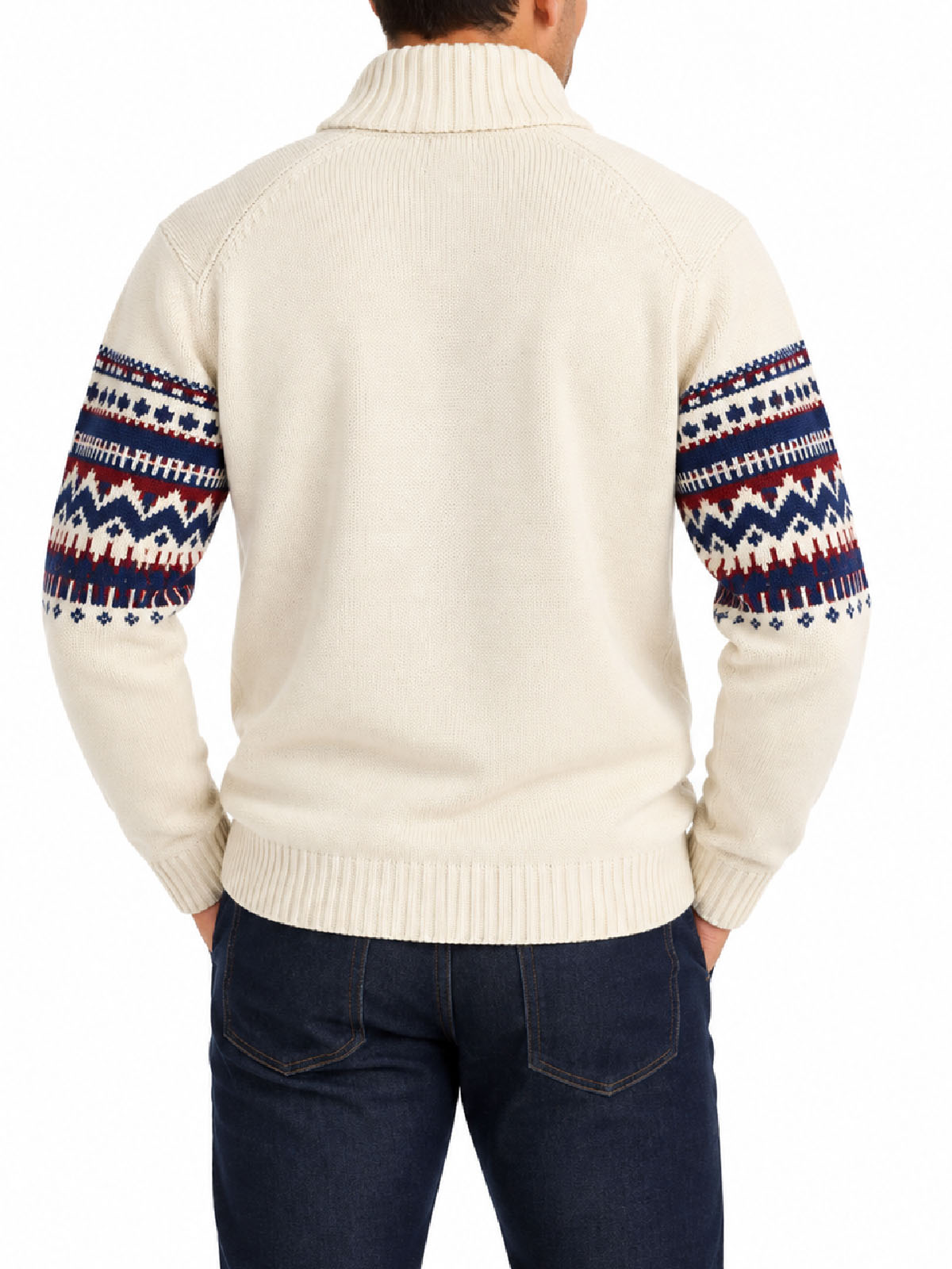 Ivory Men’s Fair Isle Knitted Quarter-Zip Jumper