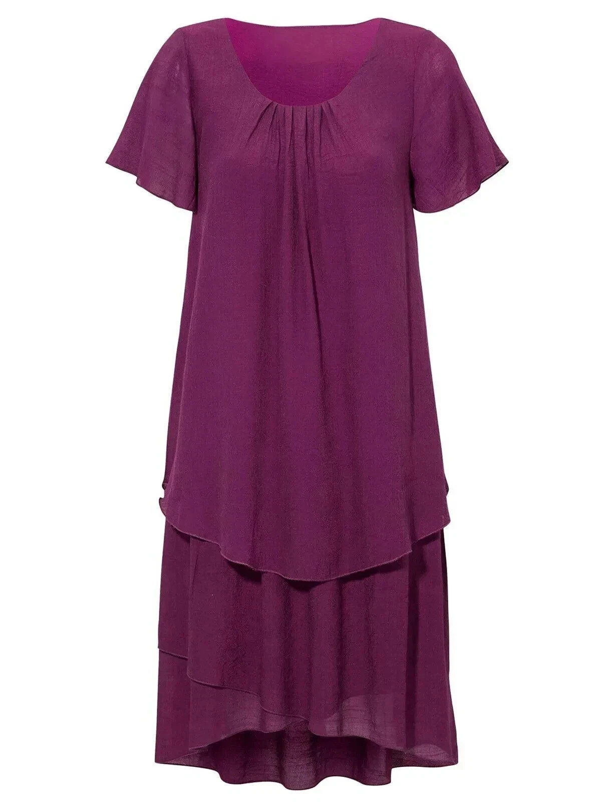 Women’s Plum Pink Layered Hem Midi Dress