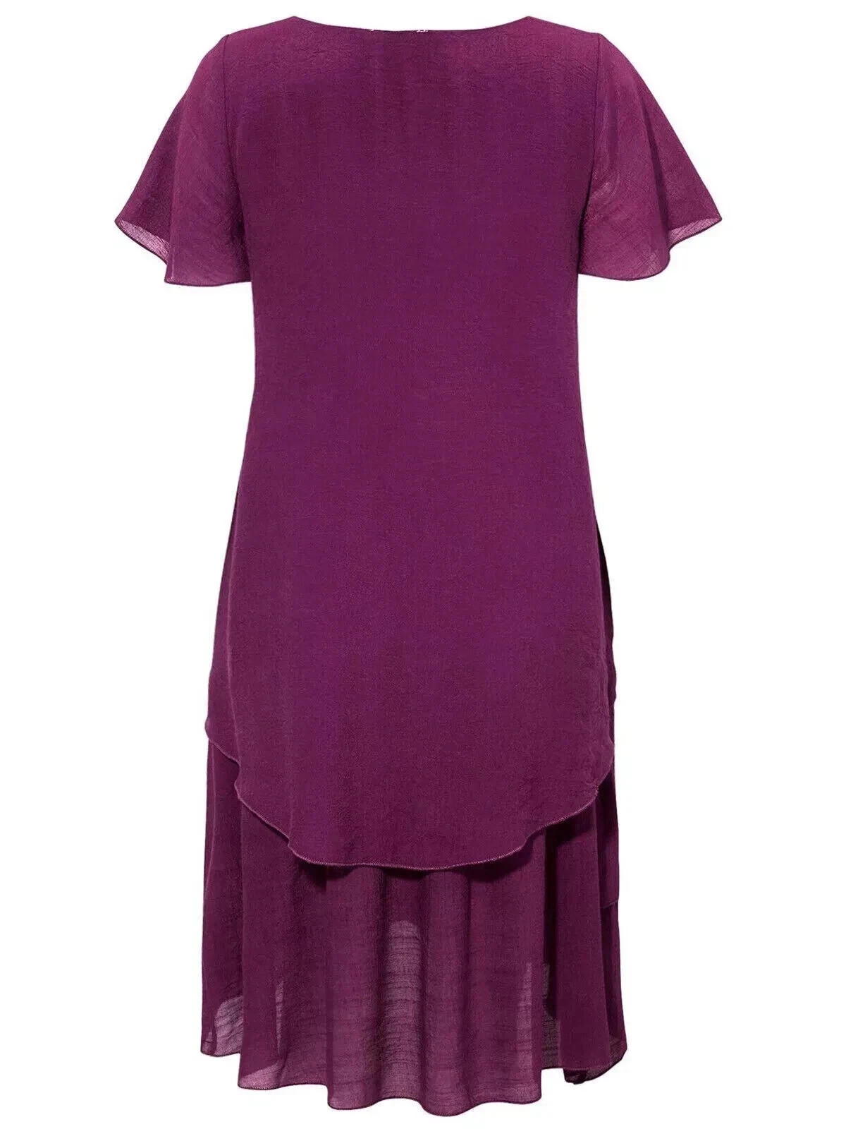 Women’s Plum Pink Layered Hem Midi Dress