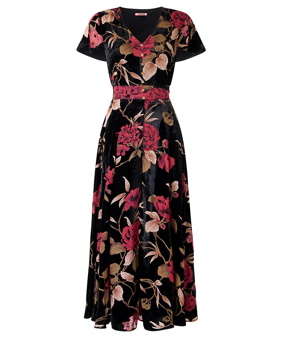 Joe Browns Make A Statement Devore Maxi Dress – Black Floral
