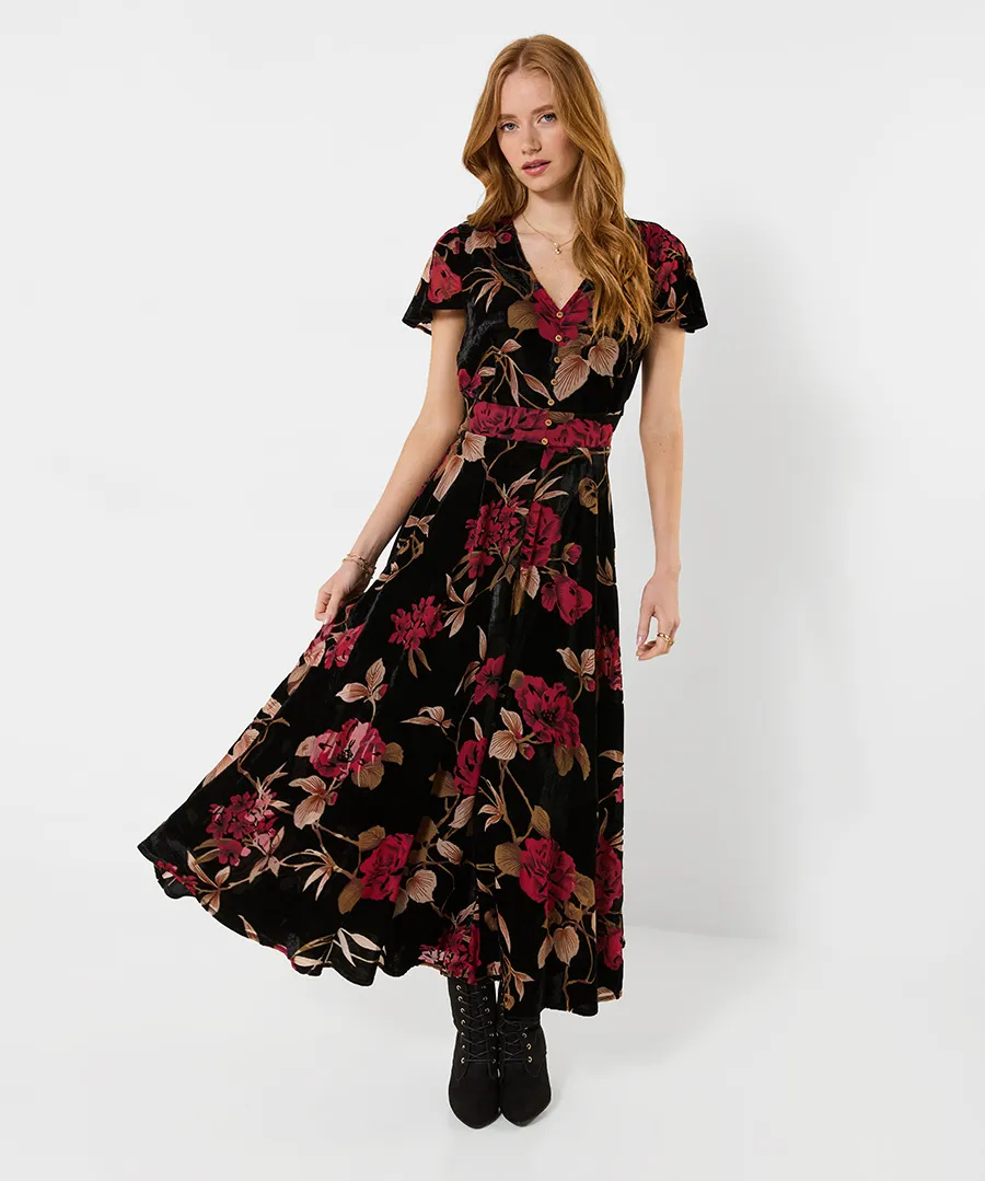 Joe Browns Make A Statement Devore Maxi Dress – Black Floral
