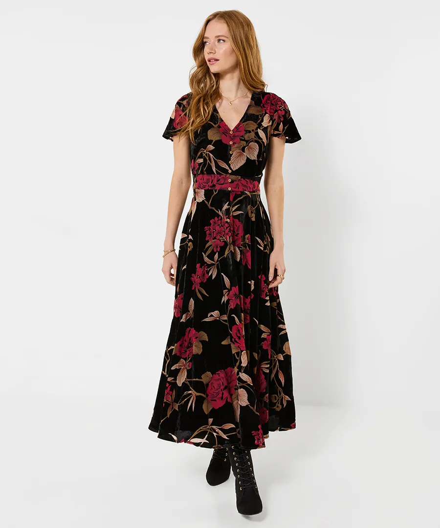 Joe Browns Make A Statement Devore Maxi Dress – Black Floral