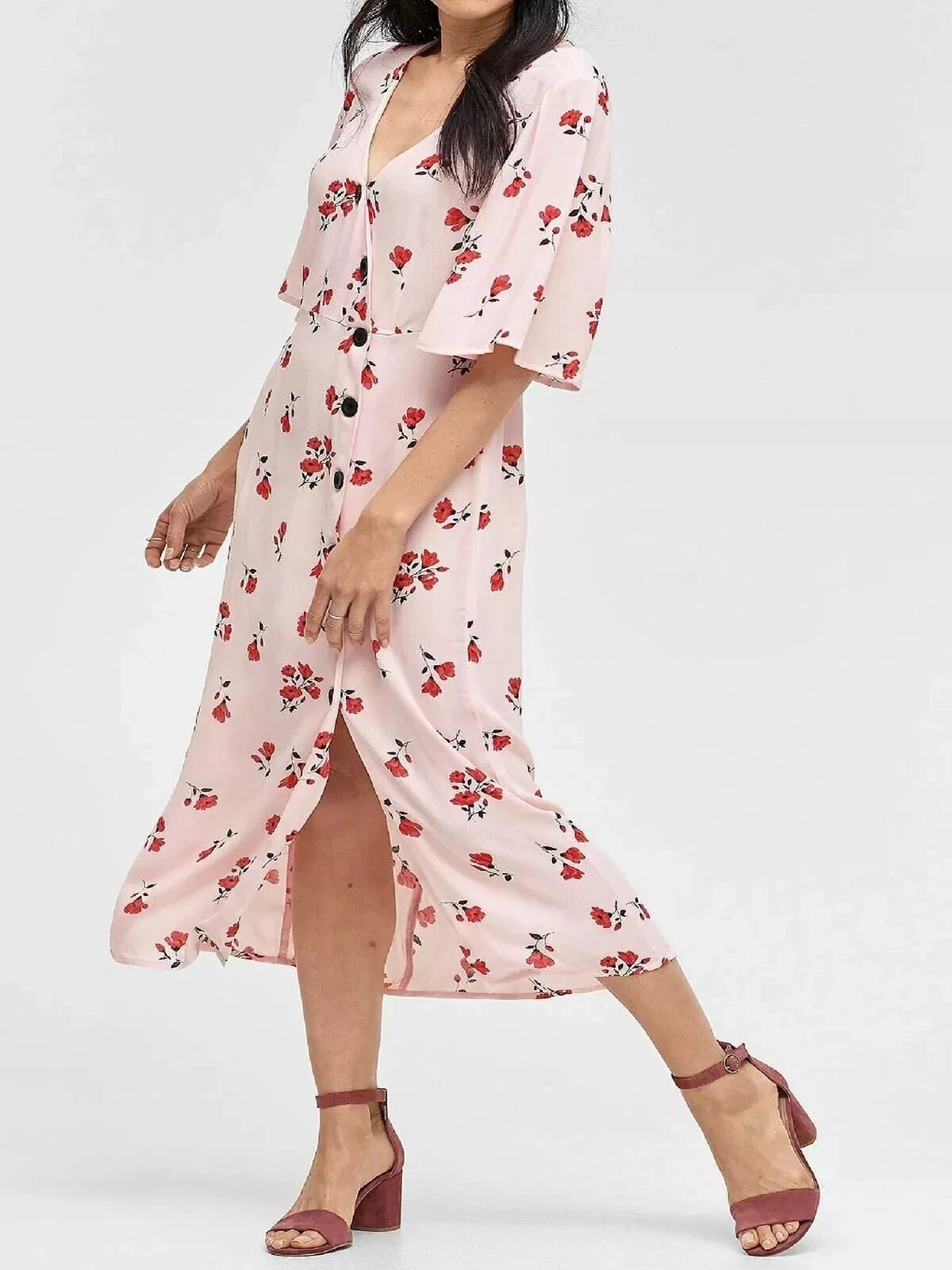 Ellos Women’s Pink Floral Midi Dress