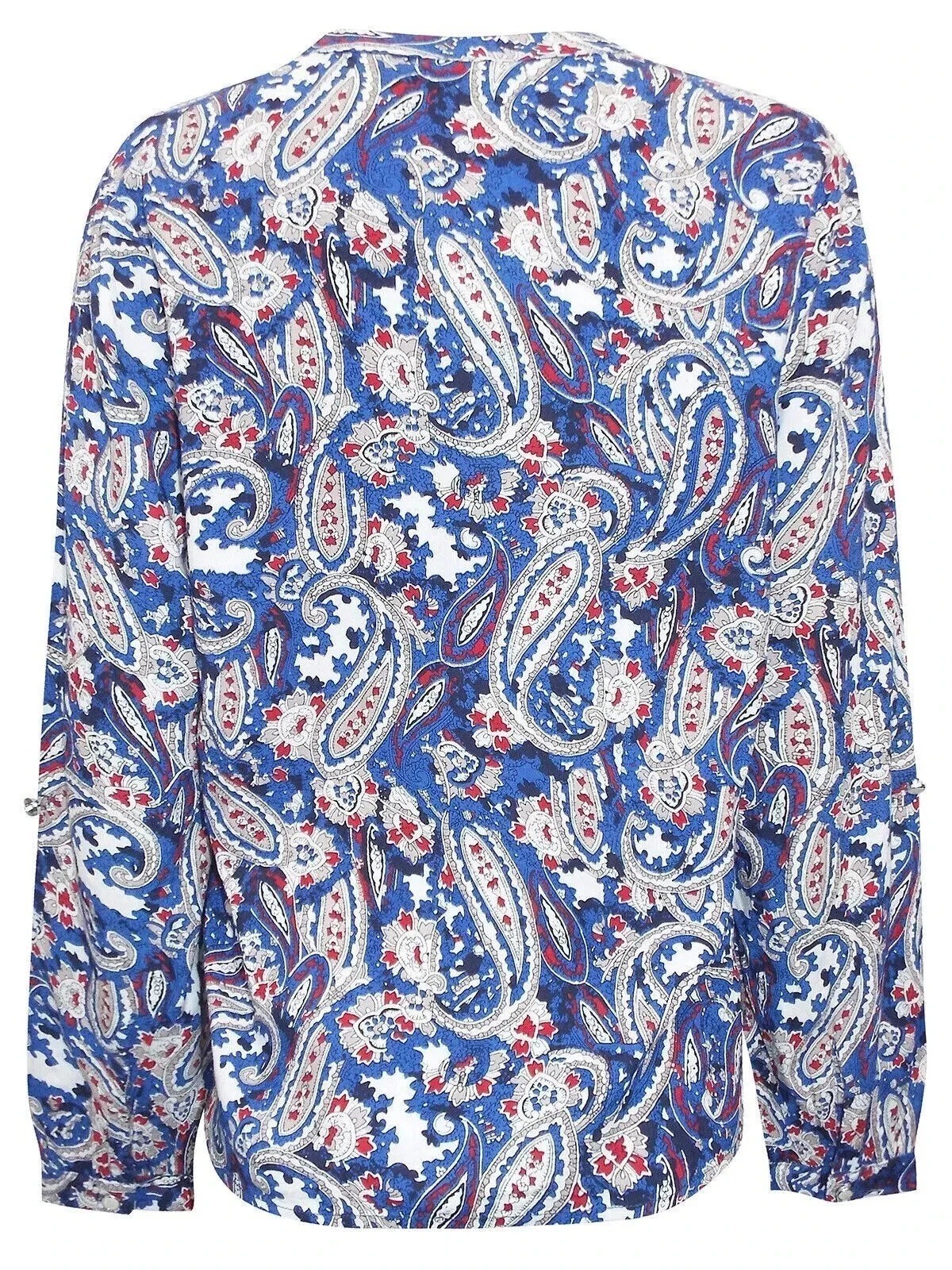 Quiosque Women’s Blue Paisley Roll-Tab Sleeve Blouse