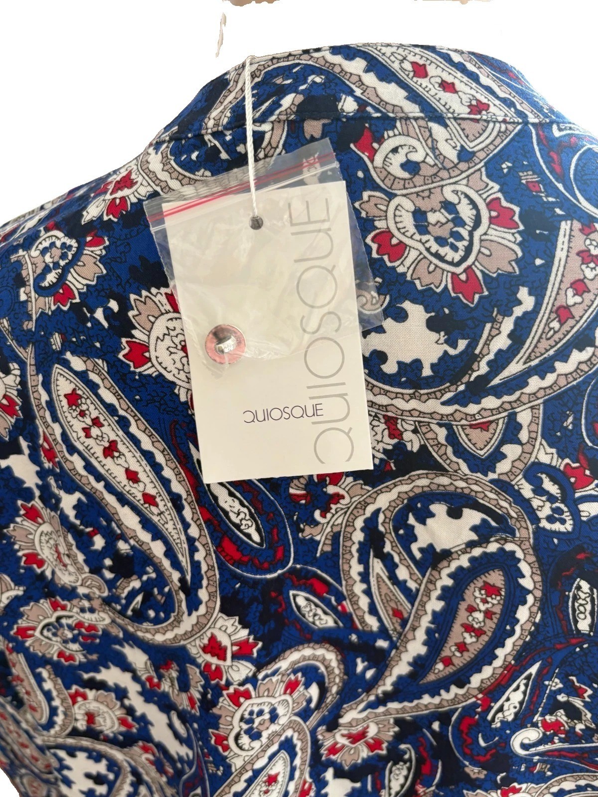 Quiosque Women’s Blue Paisley Roll-Tab Sleeve Blouse