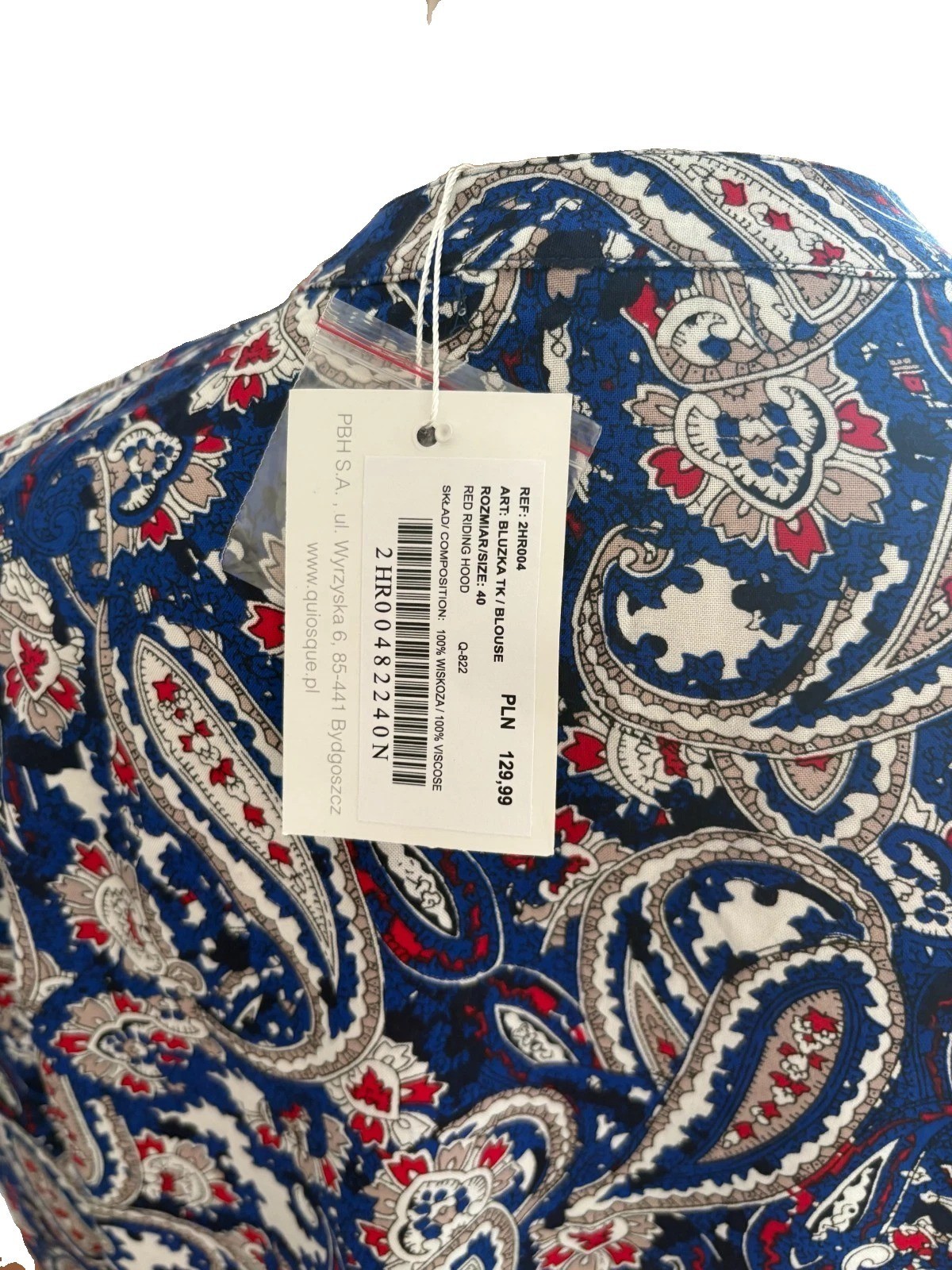 Quiosque Women’s Blue Paisley Roll-Tab Sleeve Blouse