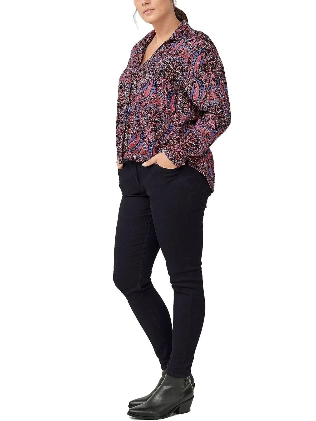 Women’s Red Paisley Twist Front Blouse