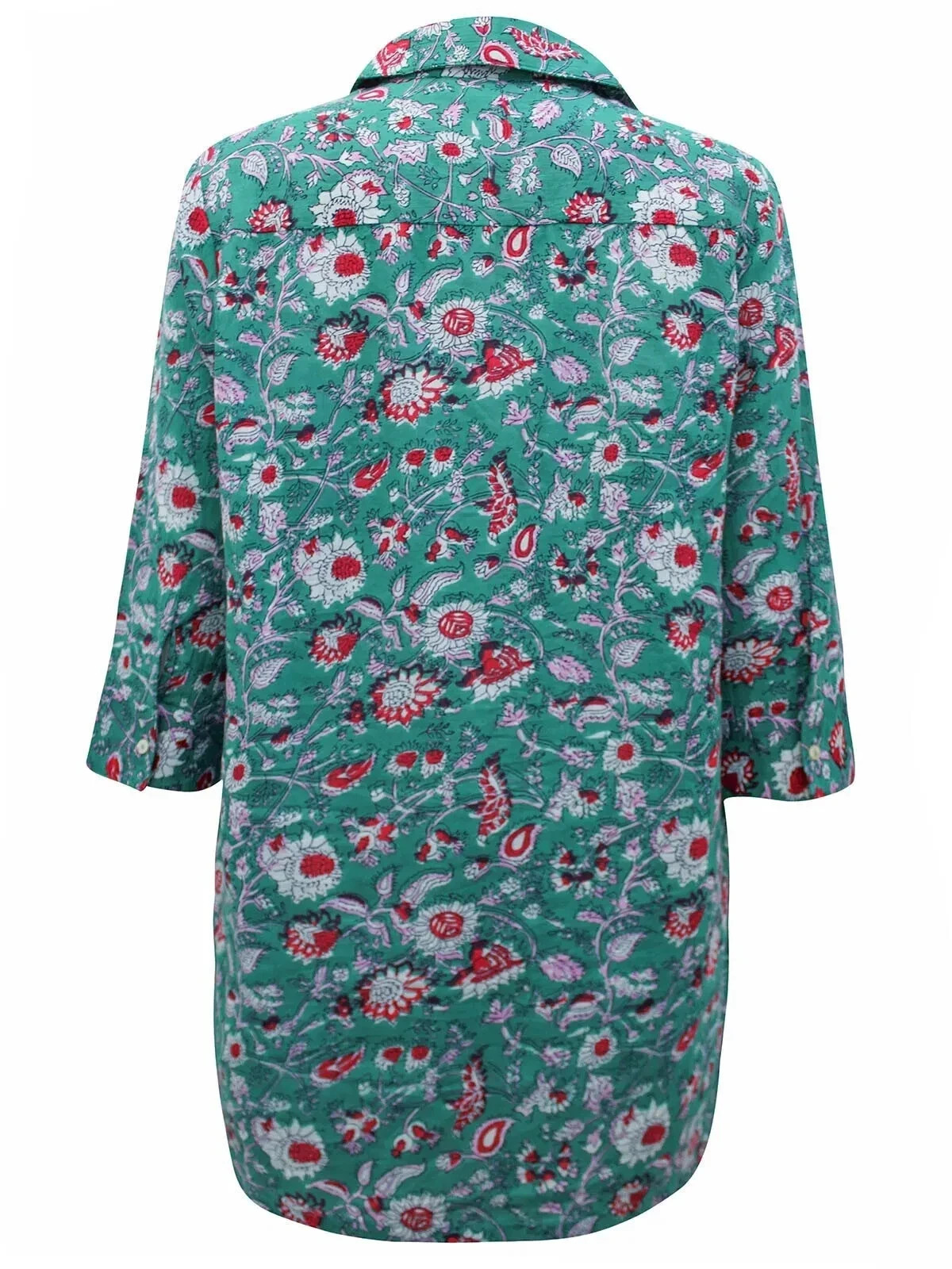 Lily Ella Women’s Green Floral Cotton Longline Blouse