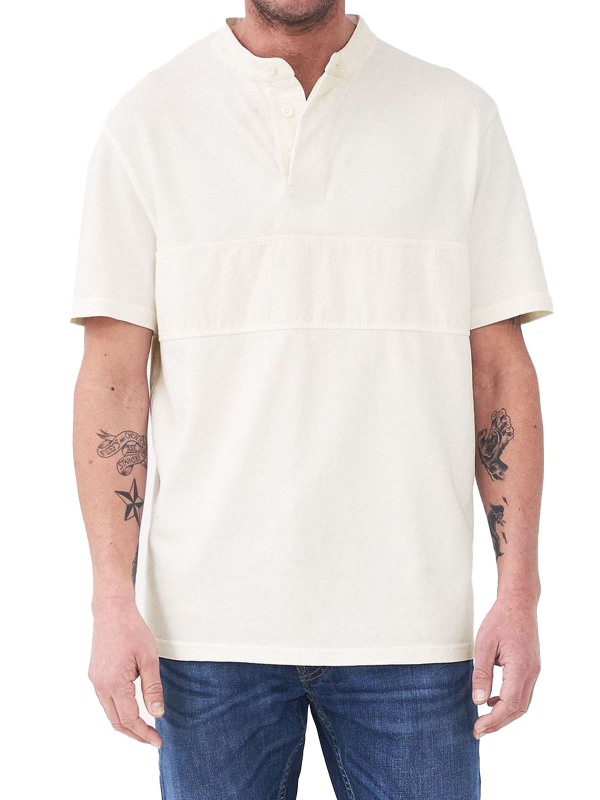 White Stuff Hollington men's ivory rugby T-shirt, front view