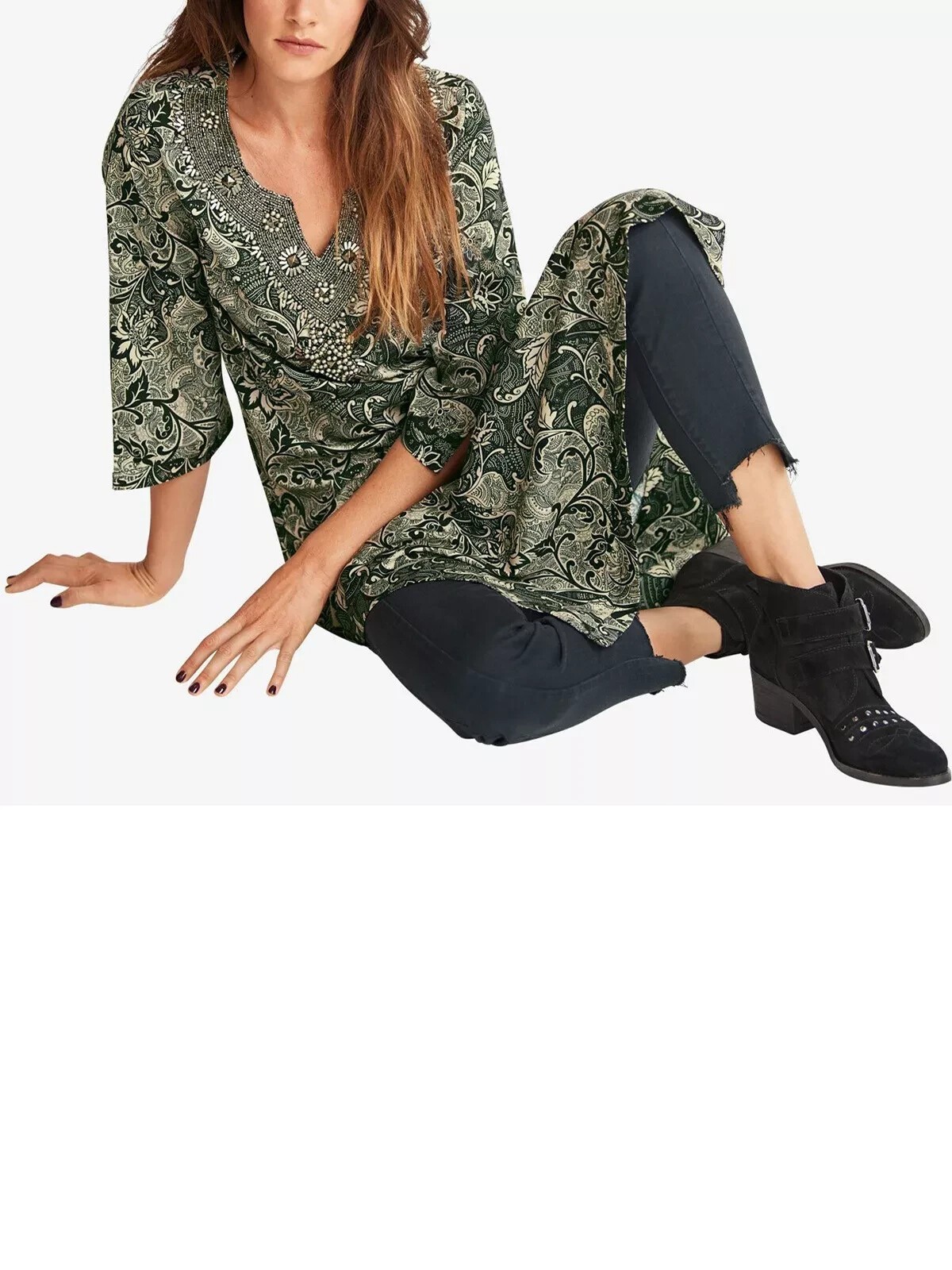 Joelle by Ellos Paisley Maxi Dress – Olive Green