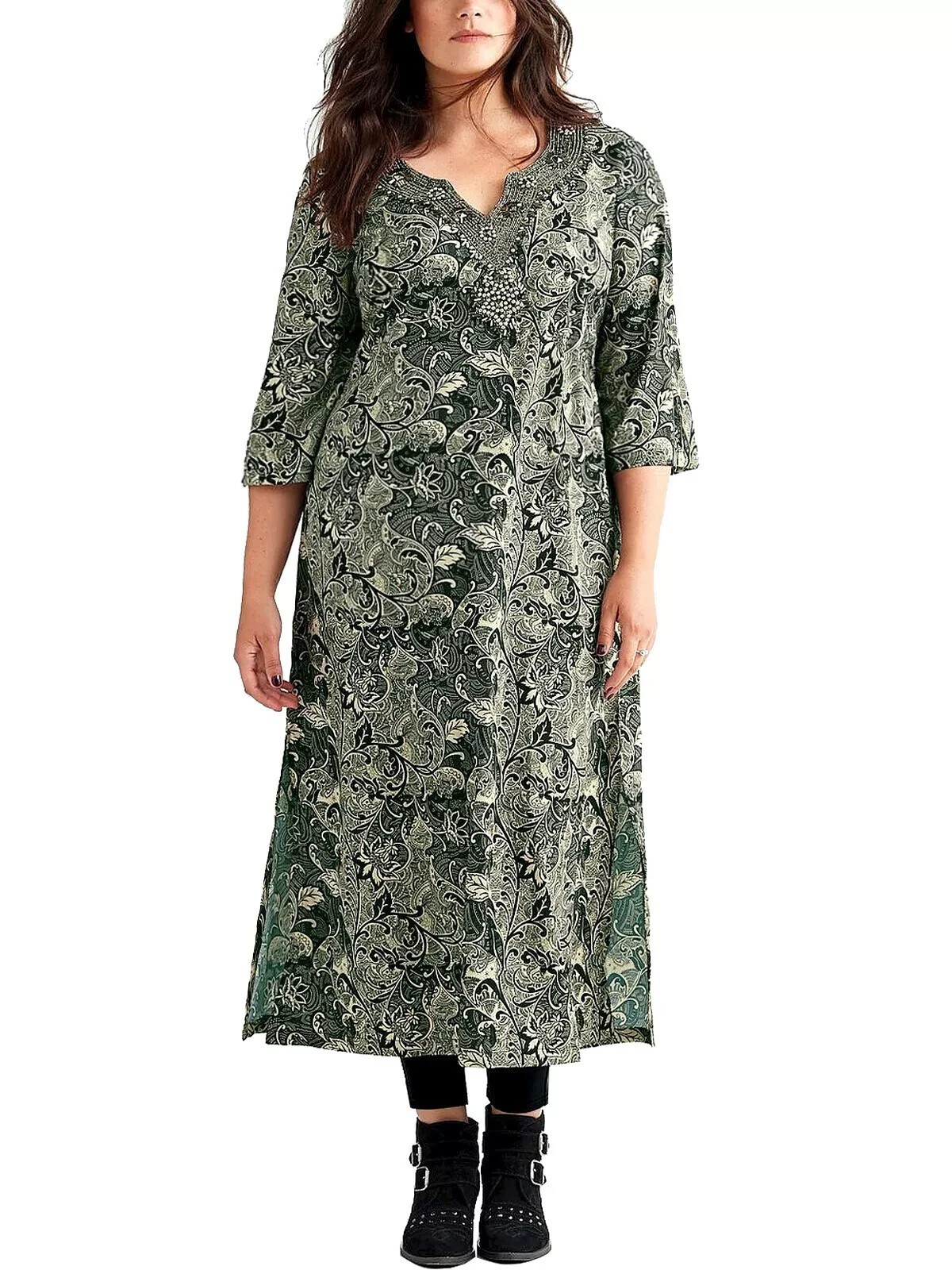 Joelle by Ellos Paisley Maxi Dress – Olive Green