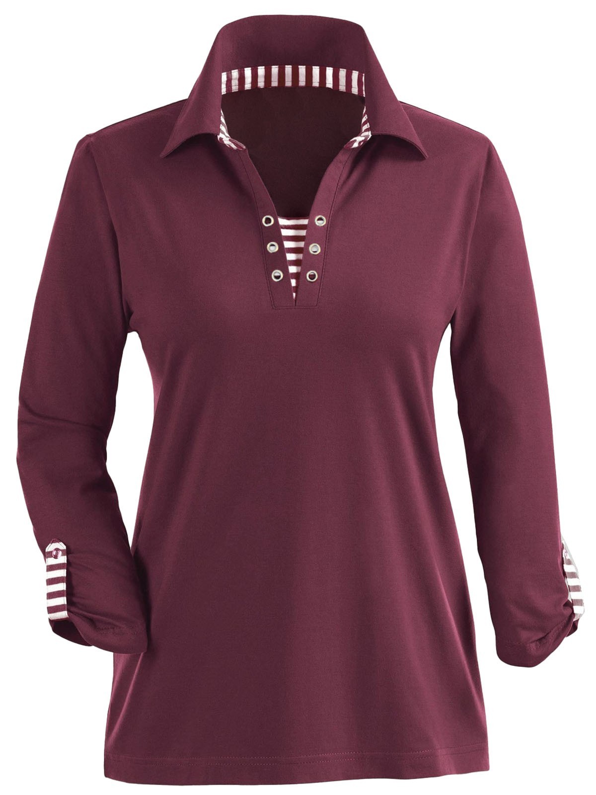 Women’s Wine Burgundy Pure Cotton Eyelet Detail Top