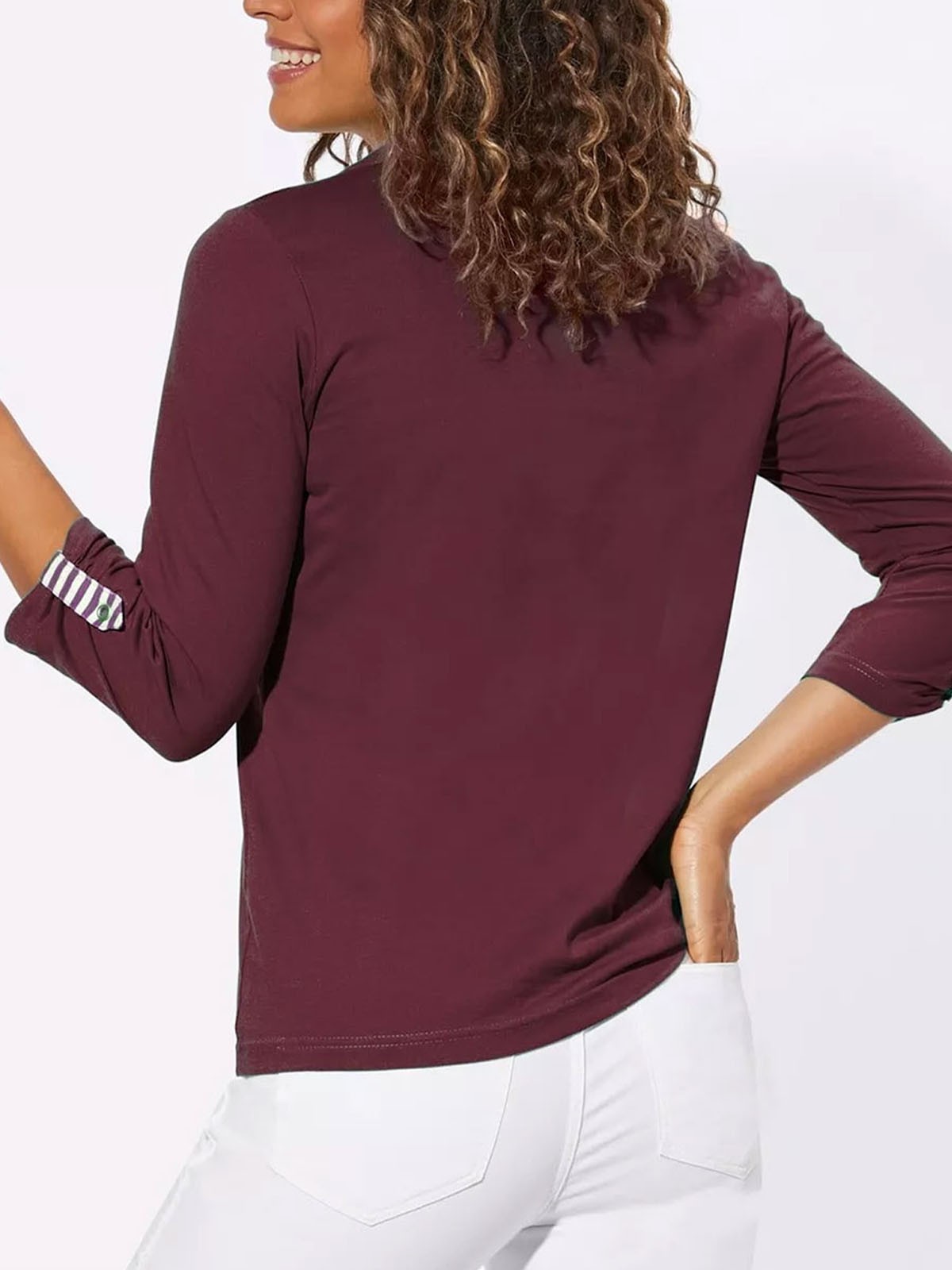 Women’s Wine Burgundy Pure Cotton Eyelet Detail Top
