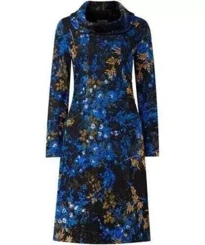 Joe Browns Floral Jacquard Cowl Neck Dress – Blue