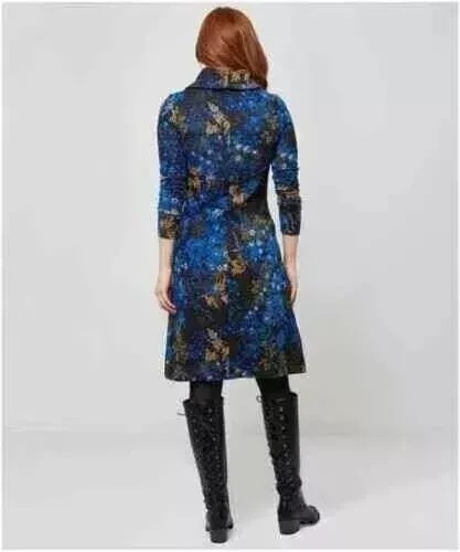 Joe Browns Floral Jacquard Cowl Neck Dress – Blue