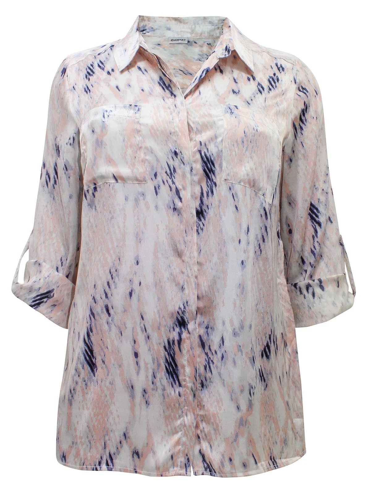 Damart Women’s Pink Patterned Satin Blouse