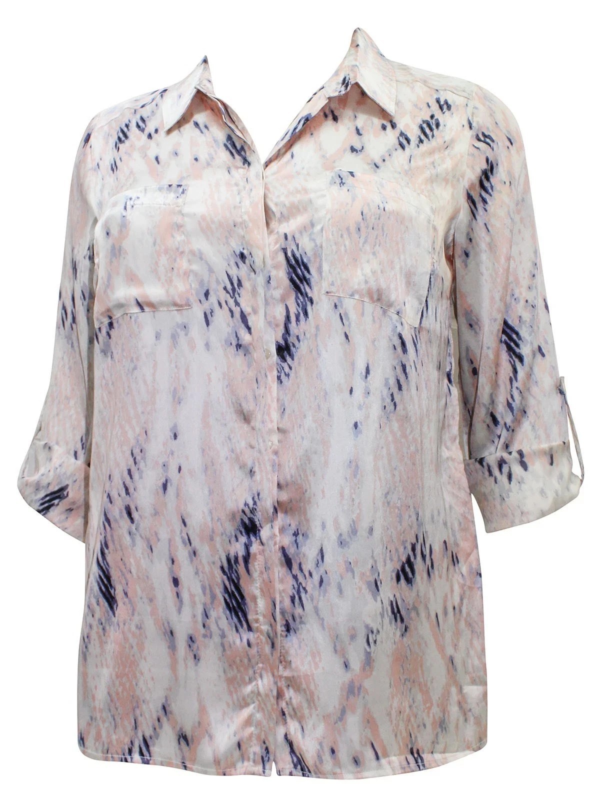 Damart Women’s Pink Patterned Satin Blouse