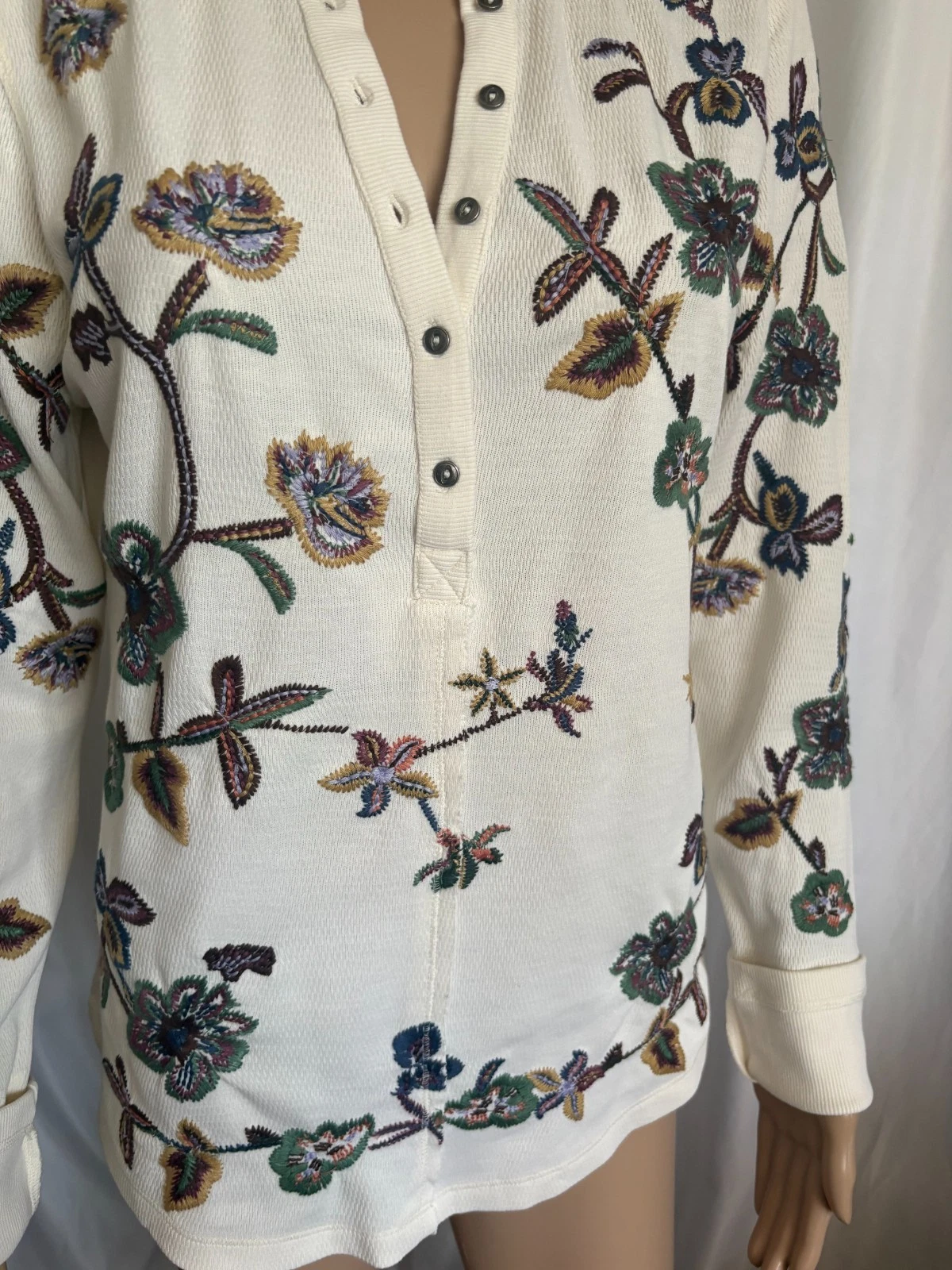 Joe Browns Ellie Embroidered Waffle Jersey Henley Top