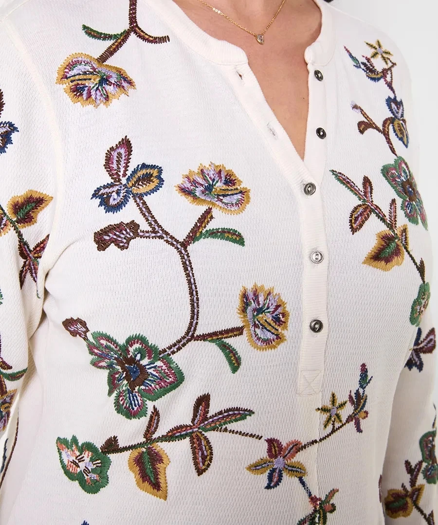 Joe Browns Ellie Embroidered Waffle Jersey Henley Top